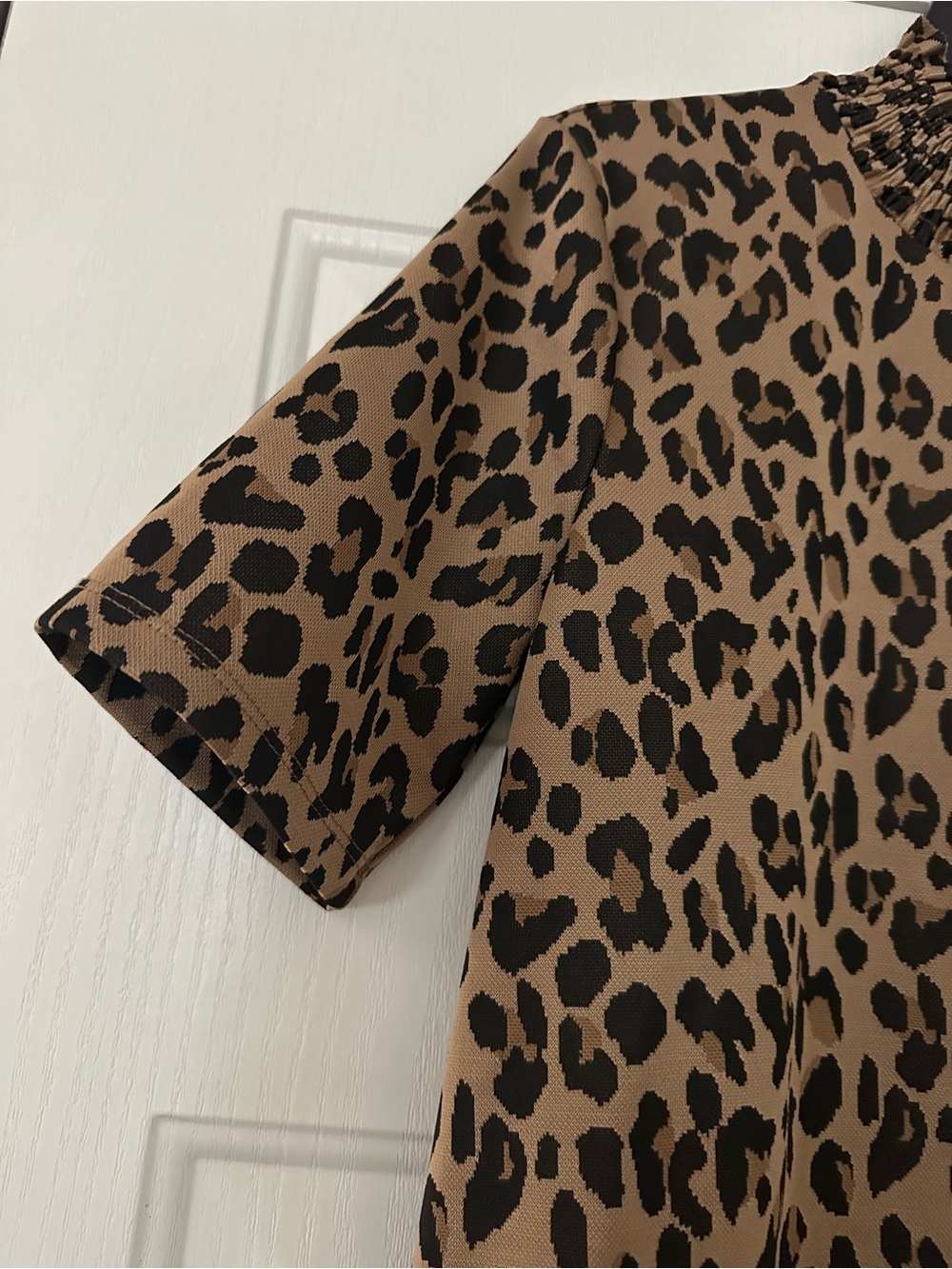 ZARA Leopard Animal Print Jacquard Short Sleeves High Mock Neck Dress Small - Picture 4 of 9